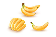 Set of isolated banana fruits