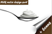 Milk design vector set illustration