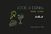 Food & Drink. Neon icons + Six cards