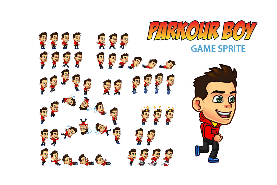 Parkour Boy Game Sprite in Illustrations - product preview 8