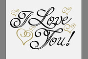 I Love You, Lettering Design Vector