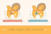 Baby showers with lions in vector