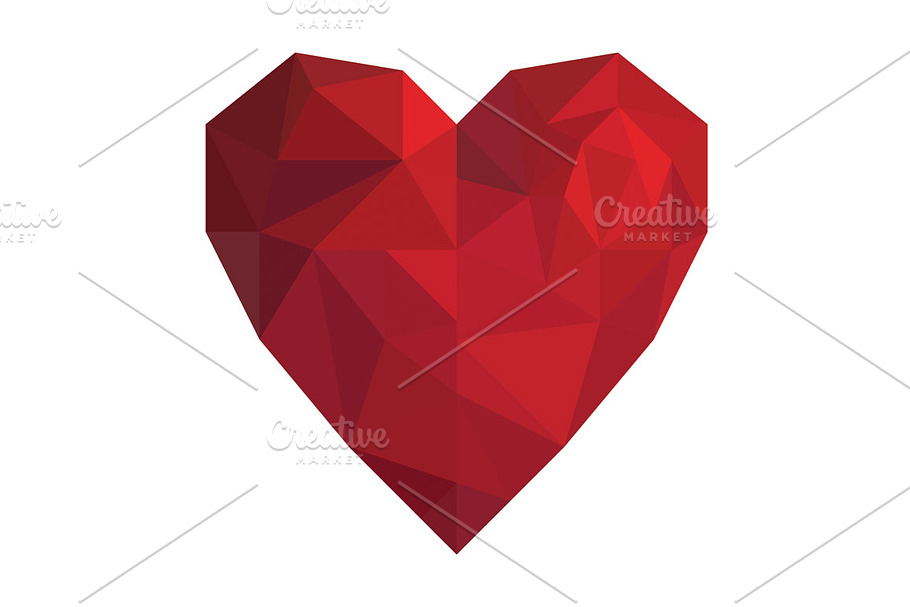 Heart Valentine in low poly style in Illustrations - product preview 8