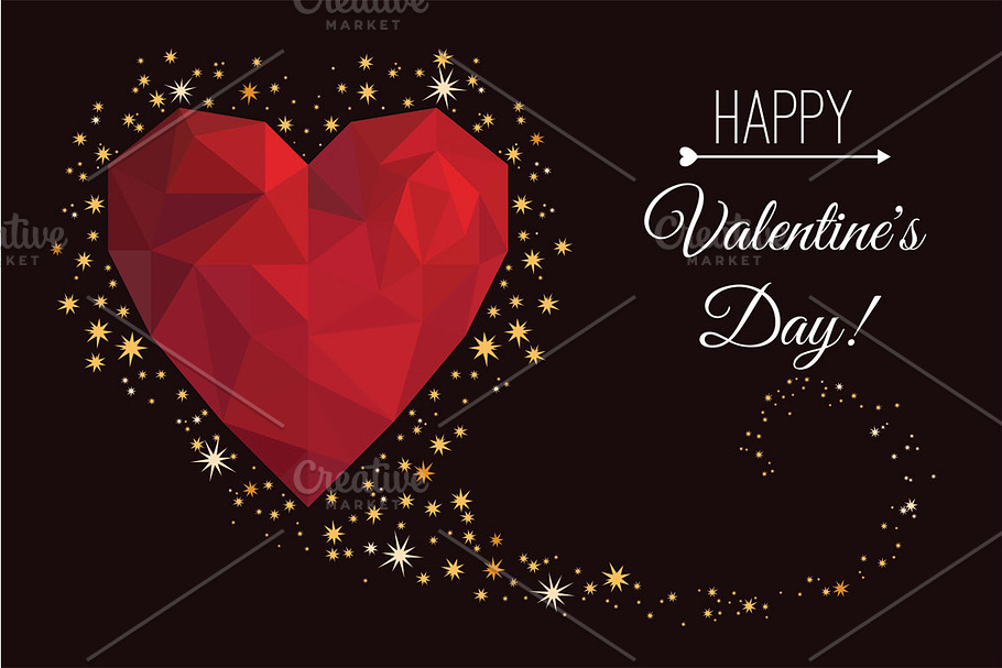 Card Valentines Day low poly style in Illustrations - product preview 8