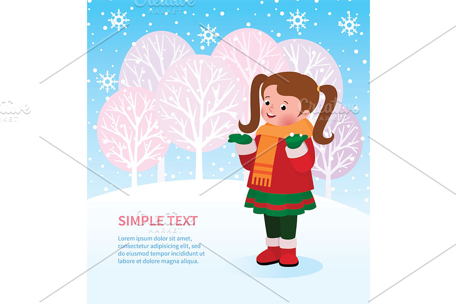 Kid enjoys first snow in Illustrations - product preview 8