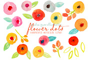 Watercolor Abstract Flowers Dots