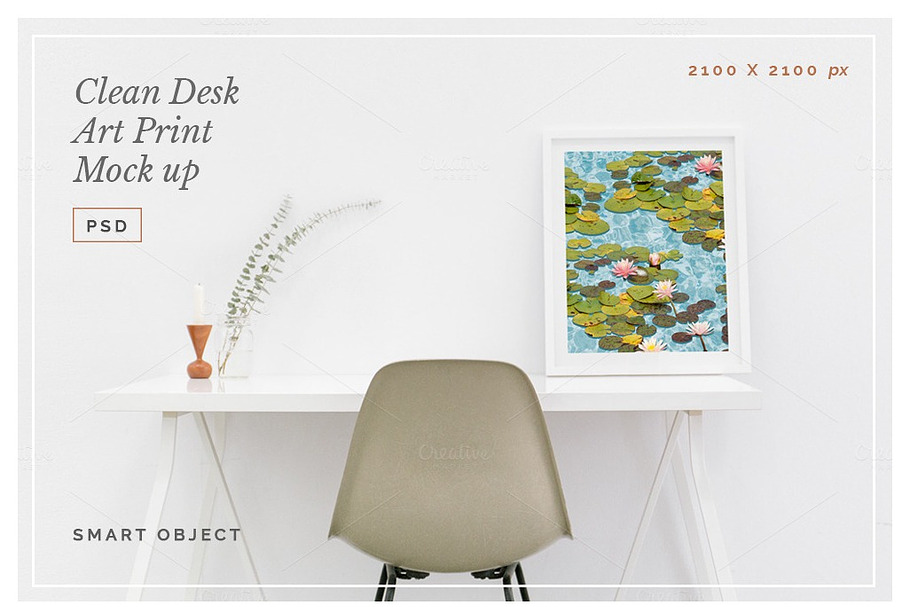 Clean Desk Art Print Mock Up PSD in Print Mockups - product preview 8