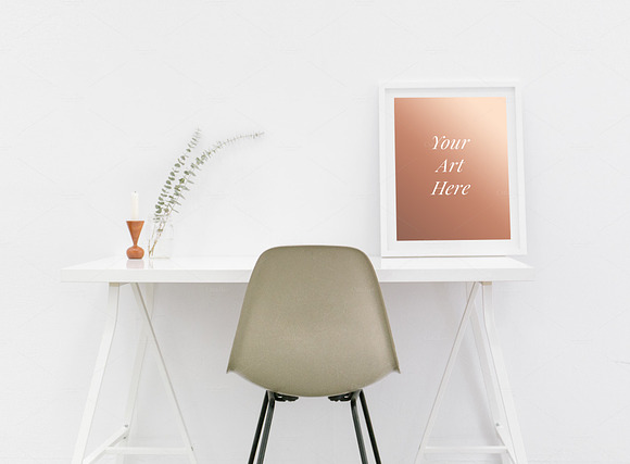 Clean Desk Art Print Mock Up PSD in Print Mockups - product preview 1