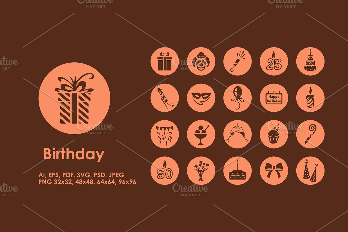 Happy Birthday icons in Happy Birthday Icons - product preview 8