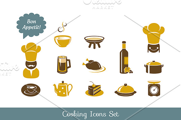 Cooking icons set in Graphics - product preview 1