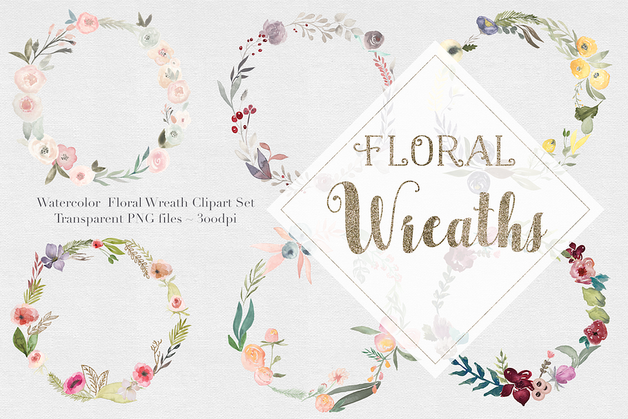 Watercolor Floral Wreaths Vol.1