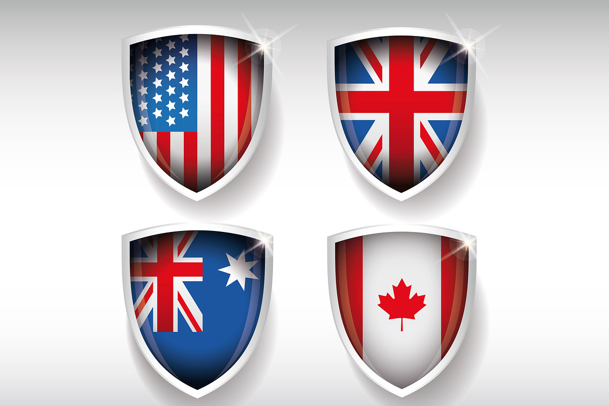 USA, UK, Australia and Canada flag in Objects - product preview 8