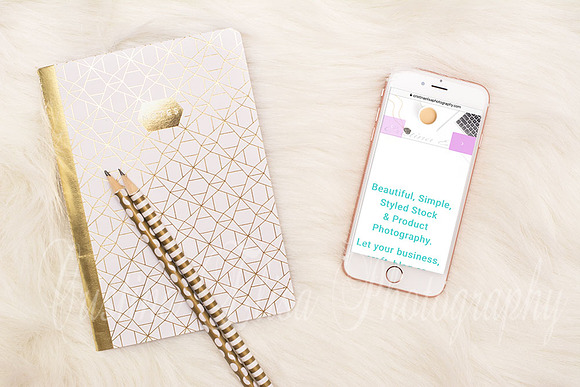 Phone Mockup Rose Gold Styled Stock in Mobile & Web Mockups - product preview 1