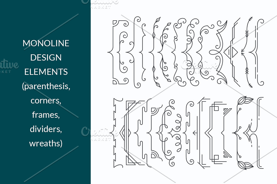 Vector line design elements' set in Objects - product preview 8