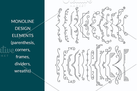Vector line design elements' set in Objects - product preview 2