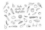 Fruits and vegetables Sketch set