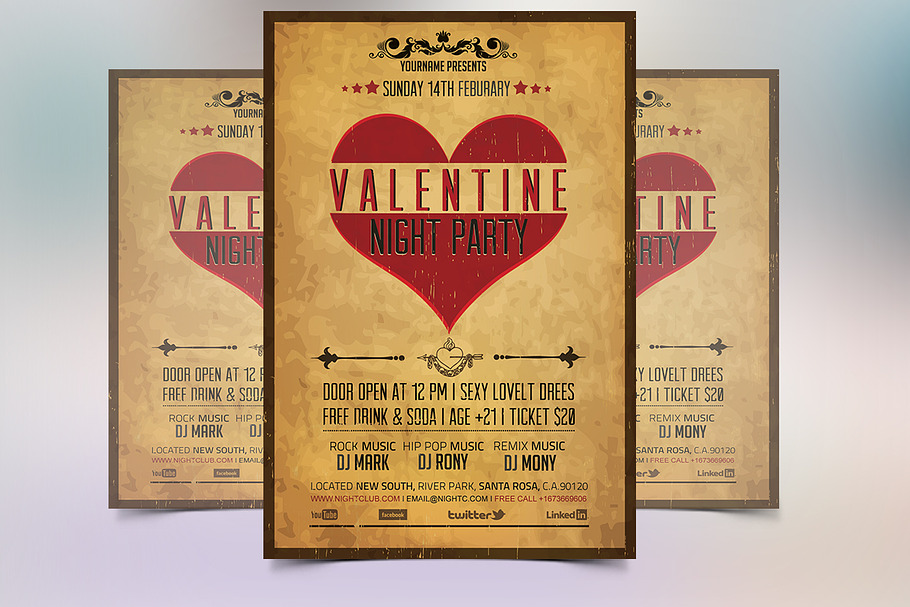 Vintage Valentine Party Flyer