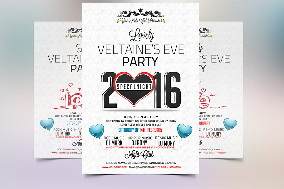 Valentines Eve 2016 Party Flyer