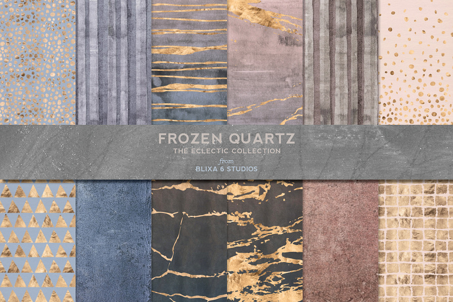 Frozen Quartz Watercolor & Gold