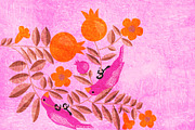 Birds in pomegranate garden