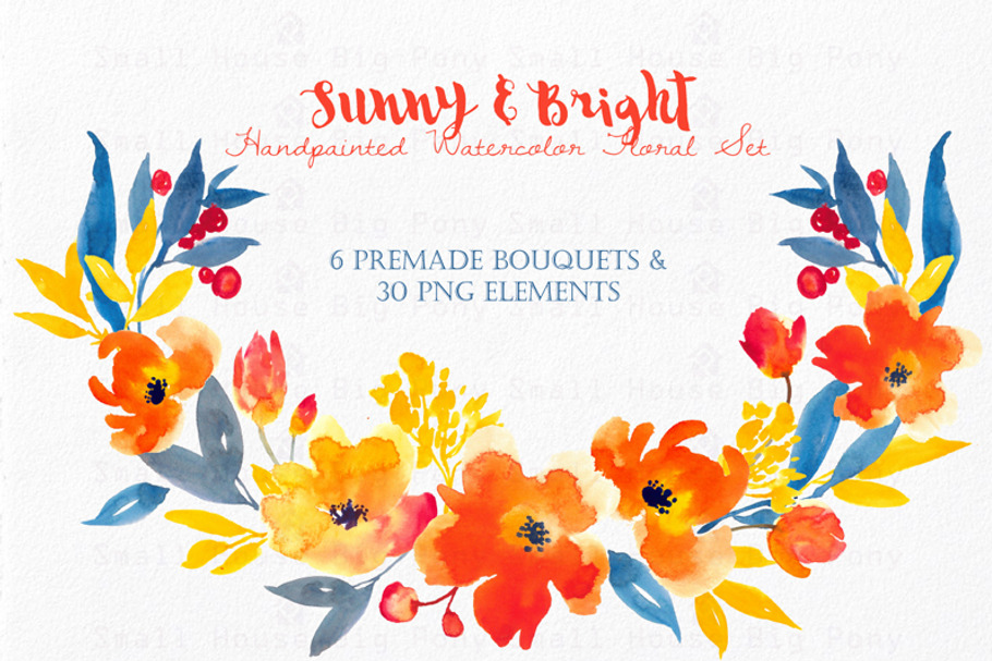 Sunny & Bright- Watercolor Floral Se in Illustrations - product preview 8