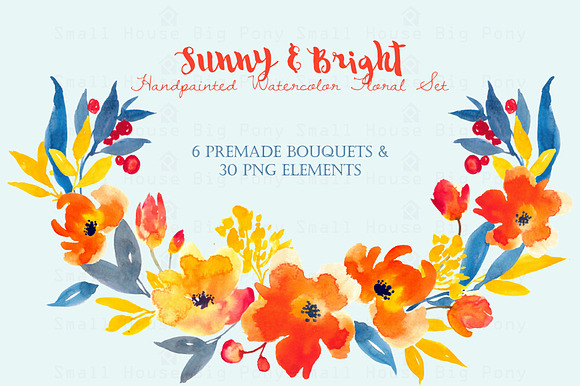 Sunny & Bright- Watercolor Floral Se in Illustrations - product preview 1