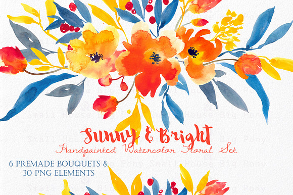 Sunny & Bright- Watercolor Floral Se in Illustrations - product preview 2