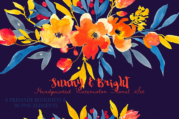 Sunny & Bright- Watercolor Floral Se in Illustrations - product preview 3