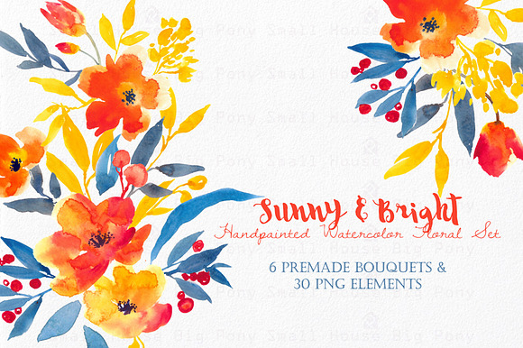 Sunny & Bright- Watercolor Floral Se in Illustrations - product preview 4