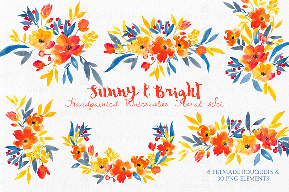 Sunny & Bright- Watercolor Floral Se in Illustrations - product preview 6
