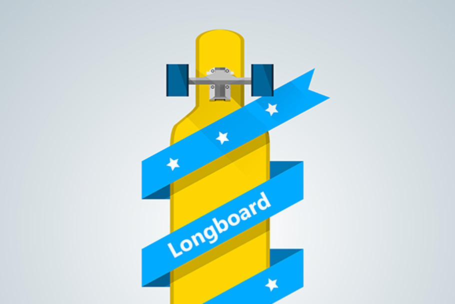 Yellow longboard for store vector in Illustrations - product preview 8