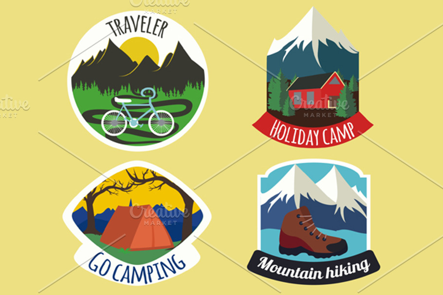 Vector set of camping emblems in Illustrations - product preview 8