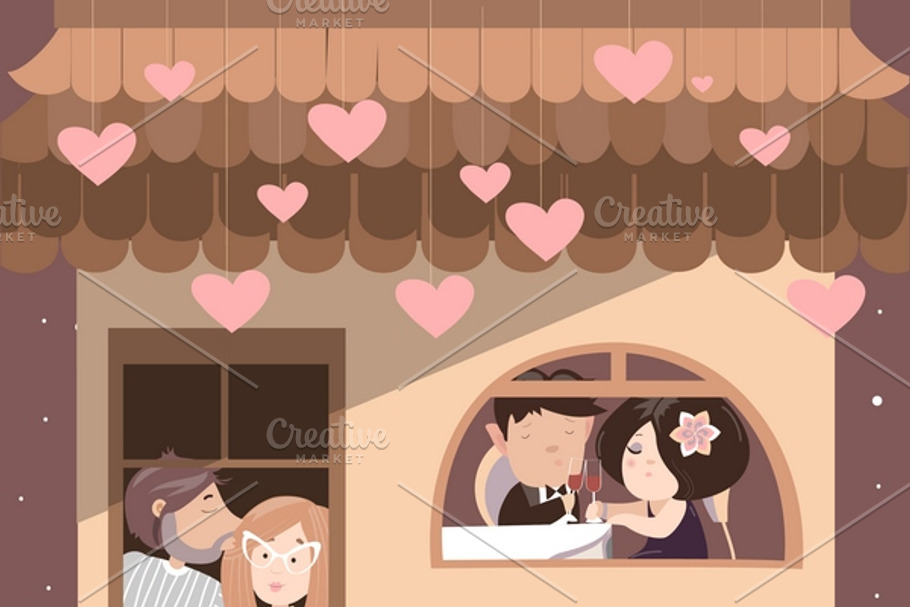 House full of couples in love in Illustrations - product preview 8