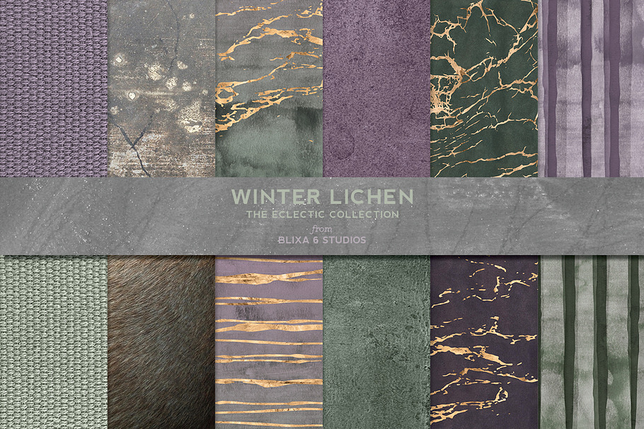 Winter Lichen Watercolor & Gold