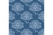 Blue paisley flowers seamless patter