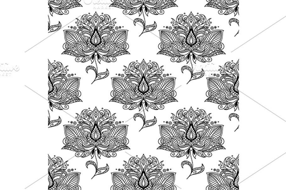 Flowers with ethnic paisley ornament in Graphics - product preview 8