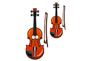 Smiling cartoon violin character wit