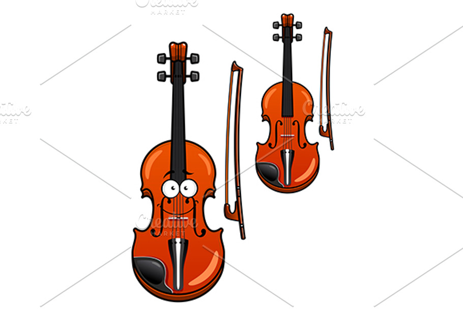 Smiling cartoon violin character wit in Graphics - product preview 8