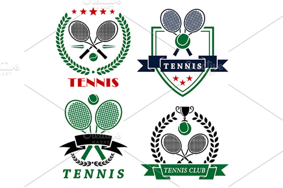 Tennis club logo with crossed racket in Graphics - product preview 8