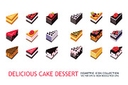 36 isometric cake dessert icon set