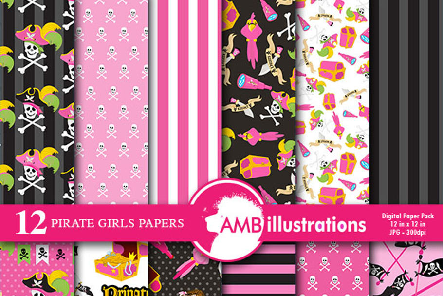 Pirate Digital Papers, AMB-1108 in Illustrations - product preview 8