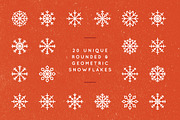 20 Rounded Geometric Snowflakes