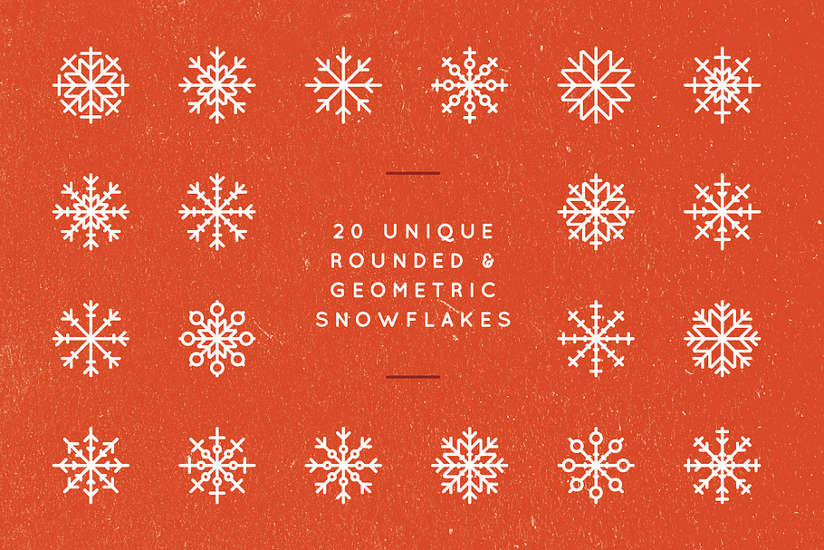 20 Rounded Geometric Snowflakes in Holiday Icons - product preview 8