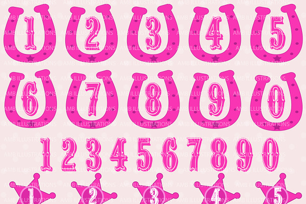 Cowgirl Numbers Clipart AMB-262