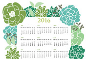 2016  Green Floral Calendar