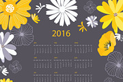 2016 YellowBlack Floral Calendar I