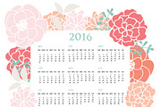 2016 Pastel Floral Calendar