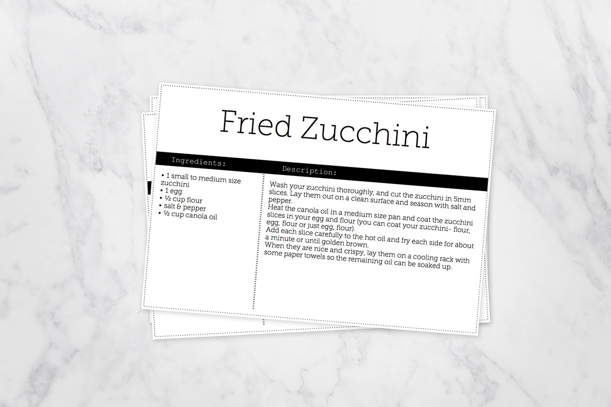 Black & White Editable Recipe Card in Card Templates - product preview 8