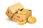 Cardboard box with banana fruits