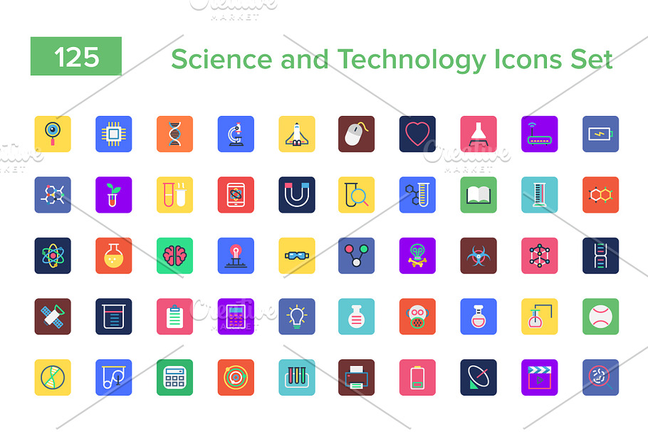 125 Science and Technology Icons Set
